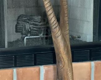 Driftwood Gazelle Sculpture Artist Carved Wood	52x14x10in	HxWxD
