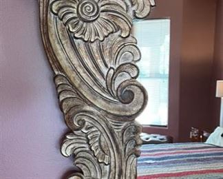 Huge Rustic Carved Wood Frame Mirror	43x60x3.5in	HxWxD
