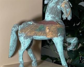 Rustic Hand Painted Wood Prancing Horse	22x5.5x20in	HxWxD
