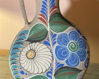 Hand Painted Mexican Terracotta Pitcher Decor	5x10.5x4in	HxWxD
