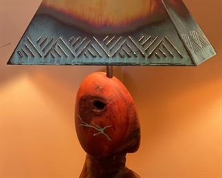 Artist Made Mesquite Burl Lamp Turquoise Copper Rustic	28 x 18 x 9	HxWxD
