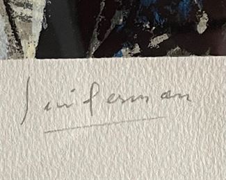 Signed Earl Linderman Le Bleus Paris Litho Lithograph Serigraph Framed Art	Frame: 37 x 33	
