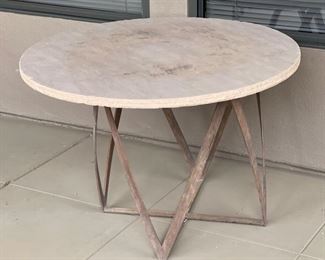 Rustic Flagstone Top Iron Base Patio Table	25 x 36.5 diameter	
