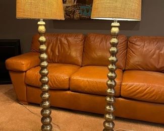 2pc Pottery Barn Hammered Clad Stacked Ball Floor Lamps PAIR	11x58	
