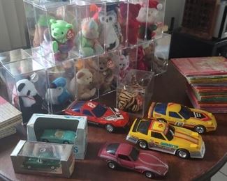 Beanie Babies surrounded by Corvettes