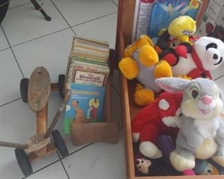 Vintage books, plush and toys