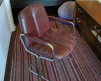Vintage Modern Chrome & Leather Office Chair