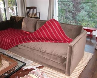 TWO Vtg Restored Brown Velvet Couch Sofa