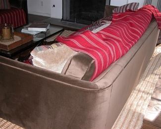 TWO Vtg Restored Brown Velvet Couch Sofa,95" W X 25" H X 37" D