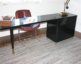 Rare Custom Vintage Mid Century 1950's Long Black Desk,
84" X 19 1/2" X 24 1/2" Deep