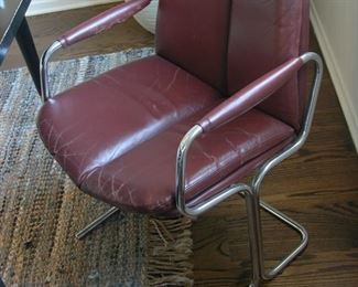 Vtg Modern Leather & Chrome Desk Chair