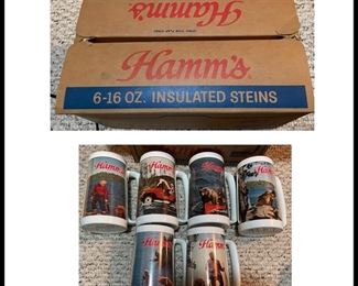 vintage Hamm’s insulated steins