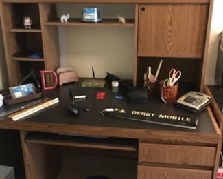 Desk, office supplies 