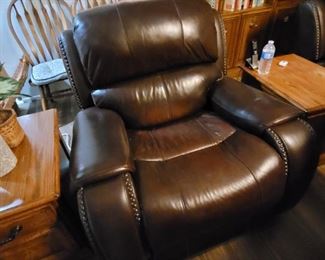 PAIR of large leather  rocker/club chairs