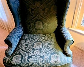 One of a pair of classic wing chairs