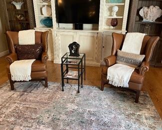 Pottery Barn Thatcher Leather Wingback Chairs