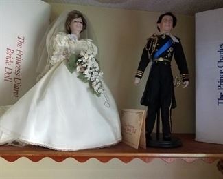 Vintage Princess Diana, and Prince Charles dolls