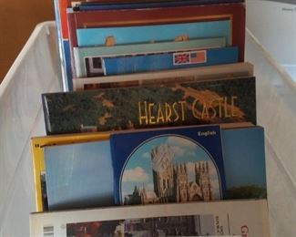 Travel books, postcards