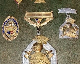 Antique Sterling Silver and Gold Knights of Pythius Pins and Badges