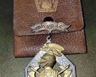 Antique Silver and Gold Knights of Pythious Medal in Leather Pouch