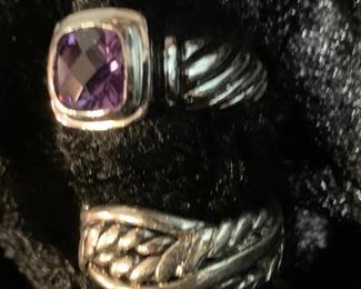 Sterling band, stone ring, Yurman inspired jewelry