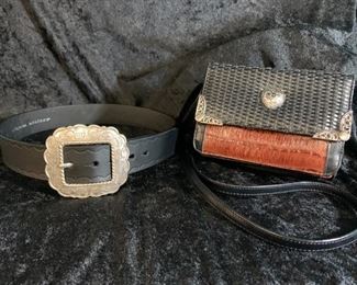 Marc Chantal croc embossed two tone cross body bag, Silpada Belt