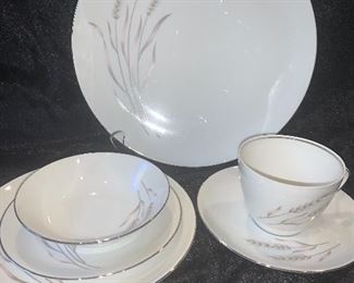 MCM porcelain with silver rim dish set "Prudential Bavaria, Germany" 59 pc