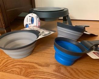 Collapsible travel dog dishes, scoops, dog bowl