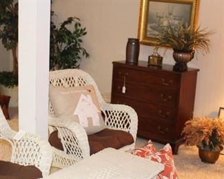 White wicker furniture.