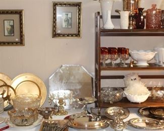 More Kings Crown, silver plate and milk glass.