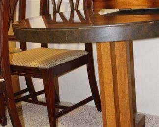 Oak base, copper top table.