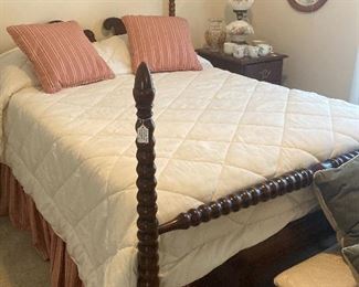 Circa 1940 Mahogany  double bed (includes mattress, boxsprings and bed linens)