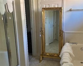 Cheval mirror with gold paint