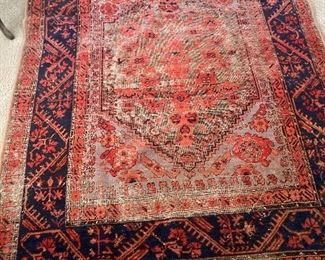Late 19th C. handwoven wool rug
