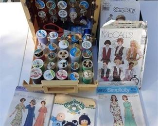 Large Lot of Assorted Sewing Threads & Patterns | Includes Plastic Carrying Case