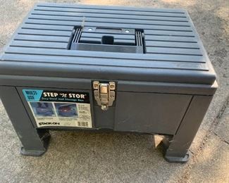 Step 'N Stor Step Stool and Tool Storage Box | Includes Assorted Tools | 20" x 14" x 12.5"