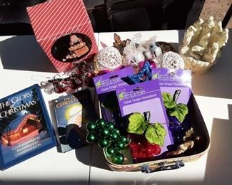 Lot of Christmas Decorations | Ornaments, Books, and Nativity