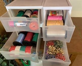 Two Storage Organizers full of Ribbon and Bows
