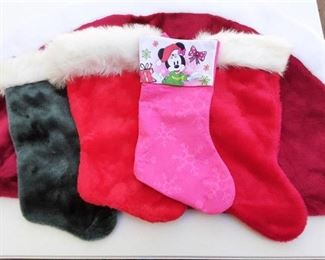 Lot of 5 Four Stockings and Tree Skirt