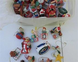 Box of Vintage Plastic Christmas Ornaments | Hallmark