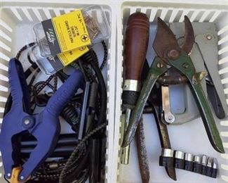 Tool Lot | Bungee Cords, Tin Snips, Ratchet Screwdriver, and Staple