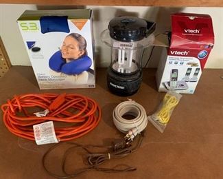 Handy Home Electrical Lot | AV Cables, Extension Cord, Electric Lantern, Cordless Home Phone