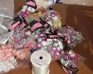Lot of  Christmas Tags, Bows, and Christmas Lights