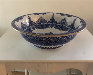 Large Blue/White Cauldon Bowl, England