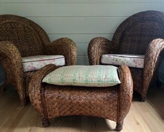 Pottery Barn chairs and ottoman