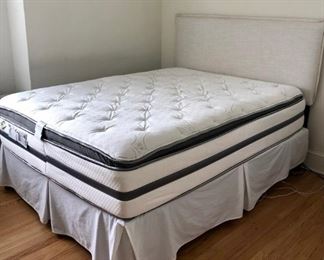 One King's Lane Queen Headboard, Mattress and Dust Ruffle