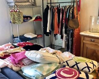 Clothing, linens, duvet covers, pillows, etc.