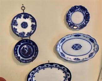Vintage Flow Blue platters and plates