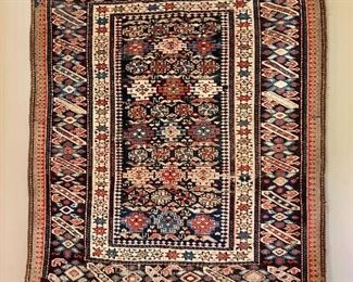 Antique Chi Chi Caucasian hand knotted wool rug.  Late 1800’s. 3’4” x 2’10”.