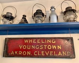 Wheeling/Youngstown/Akron/Cleveland Train Sign; Railroad, train, locomotive collectibles